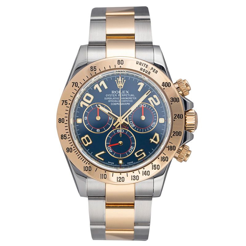 Rolex Daytona Steel Yellow Gold Blue Racing Dial Mens Watch 116523