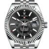 Rolex Sky Dweller Black Dial 18K White Gold Bezel Steel Jubilee Men's Watch 326934