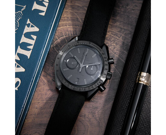 Omega Speedmaster Moonwatch Dark Side of the Moon “Black Black” Chronograph Black Dial Black Nylon Men’s Watch