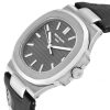 Patek Philippe Nautilus 18K White Gold Black Strap Mens Watch 5711G-001