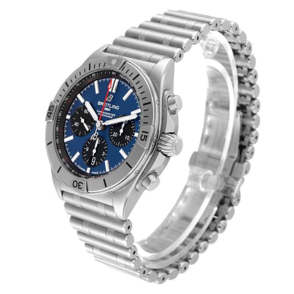 Breitling Chronomat B01 42 Blue Dial Steel Mens Watch AB0134101C1A1