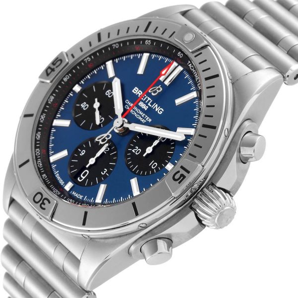 Breitling Chronomat B01 42 Blue Dial Steel Mens Watch AB0134101C1A1