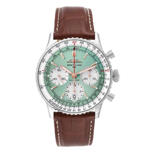 Breitling Navitimer B01 Chronograph 41 Green Dial Steel Mens Watch AB0139211L1P1